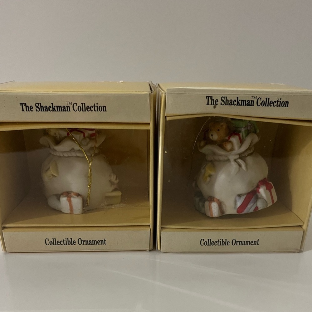 2 boxed Schmid Collectible Christmas Figurines 1989 Shackman collection numbered